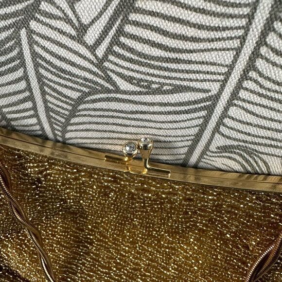 Walborg Gold Beaded Mid Century Modern Purse Made In Hong Kong - Picture 2 of 5